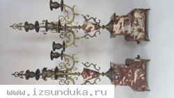 Красивые старенькие подсвечники из бронзы и мрамора