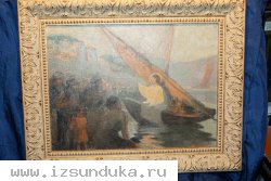 Старинная картина &laquo;Проповедь Иисуса Христа на Тивериадском (Генисаретском) озере&raquo; близ Капернаума. Россия, 1870-е гг.