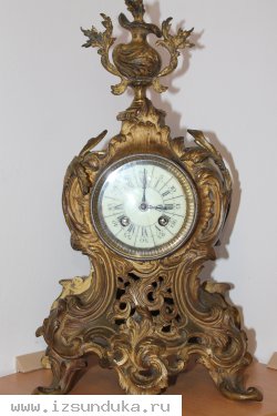 Старинные каминные часы.Франция.1890г. Бронза