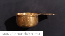 Старинный серебряный корец для теплоты и вина. Россия, Москва, фабрика "К.К", конец XIX века. 