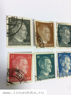Набор марок третьего рейха. 3 рейх. Германия. Гитлер. Подборка из 14 шт  