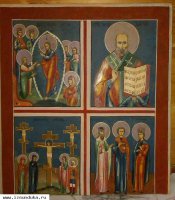Икона четырехчастная XIXв 50х40