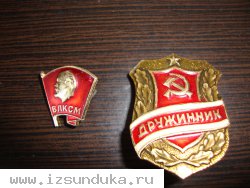 Значок ВЛКСМ и Дружинник